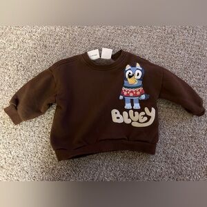 Zara bluey girls boys unisex brown pull over sweatshirt 12-18 months